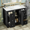 Contemporary Black Bathroom Vanity Cabinet - 36x18x34 inches, 4 Drawers & 1 Cabinet Door, Multipurpose Storage, Resin Integrated Sink