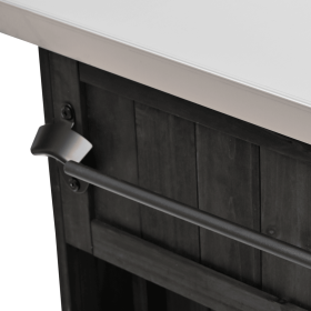 Outdoor Kitchen Island Fir Wood Kitchen Island with Stainless Steel Top, Ample Storage Space, Towel and Spice Racks and a Bottle Opener for Outdoor