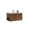 Striped Walnut Bathroom Vanity with White Ceramic Sink, Wall Mounted Floating Bathroom Vanity for Modern Bathroom