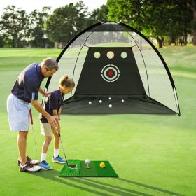 10x7FT Golf Practice Net Golf Training Aids Driving Hitting Nets with Tri-Turf Golf Mat Target Cloth 10 Golf Balls 7 Golf Tees 2 Rubber Golf Tee