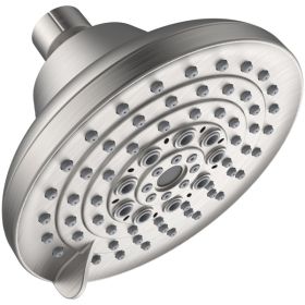 6 Spray Settings High Pressure Shower Head 5" Rain Fixed Showerhead - Brushed Nickel Adjustable Shower Head with Anti-Clogging Nozzles; Low Flow Easil