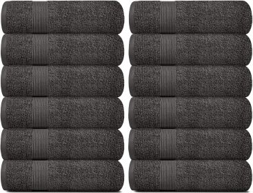 12 Pack Charcoal Color Resort Collection Soft Washcloth Face & Body Towel Set 12x12 inch Luxury Hotel Plush & Absorbent Cotton Washclothes