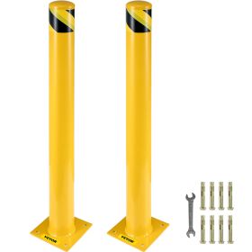 VEVOR Safety Bollard, 42 Inch Height Bollard Post, 5.5 Inch Diameter Steel Pipe Safety Bollard Post, Yellow Steel Bollard