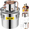 VEVOR Moonshine Still 5 Gal 21L, Distillery Kit with Circulating Pump, Alcohol Still Copper Tube, Whiskey Distilling Kit w/Build-In Thermometer