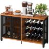 VEVOR Wine Bar Cabinet with Removable Wine Rack, Wine Table for Liquor with Glass Holder, Wine Rack and Metal Sideboard