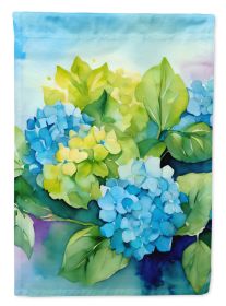 Hydrangeas in Watercolor House Flag Large Porch Sleeve Pole Decorative Outside Yard Banner Artwork Wall Hanging, Polyester, House Size, Multicolor