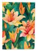 Lilies in Watercolor House Flag Large Porch Sleeve Pole Decorative Outside Yard Banner Artwork Wall Hanging, Polyester, House Size, Multicolor