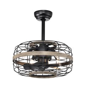 18'' Farmhouse Ceiling Fans Light - Caged Ceiling Fan with Remote Control (3-Speeds Adjustable)