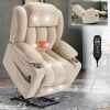 Up to 350 LBS Chenille Power Lift Recliner Chair, Heavy Duty Motion Mechanism with 8-Point Vibration Massage and Lumbar Heating, USB and Type-C Ports