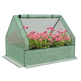 Outsunny Raised Garden Bed with Mini Greenhouse, Galvanized Outdoor Planter Box with Cover, for Herbs and Vegetables, Use for Patio, Garden, Balcony