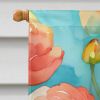 Ranunculus in Watercolor House Flag Large Porch Sleeve Pole Decorative Outside Yard Banner Artwork Wall Hanging, Polyester, House Size, Multicolor