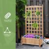 Wooden Raised Garden Bed with Trellis, Outdoor Planter Box with Drainage Crevices for Climbing Vine Plants Flowers, 24" x 12" x 49"