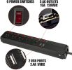 Bosonshop Surge Protector Power Strip with Outlets and USB Charging Ports 6-Foot Cord for Home, Office -Black (2, 5 outlets+2 USB)