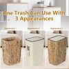 Boho Trash Can with Lid for Bathroom,2.6Gallon Small Rattan Garbage Can with Press Top Lid