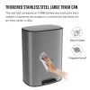 13 Gallon 50L Kitchen Foot Pedal Operated Soft Close Trash Can - Stainless Steel Ellipse Bustbin - S