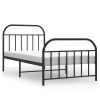 Metal Bed Frame without Mattress with Footboard Black 39.4"x78.7"