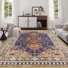 Area Rug 8x10 Vintage Bohemia Large Persian Non-slip Washable Rug For Living Room Kitchen Bedroom Living Room Abstract Geometrical Blue/Yellow