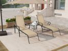 3 Pack Patio Lounge Chair, Outdoor Chaise Lounge with 5 Adjustable Backrest, Sturdy Steel Frame, Sunbathing Recliner, Beach Chair