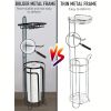 Toilet Paper Holder Stand Tissue Paper Roll Dispenser with Shelf for Bathroom Storage Holds Reserve -Black