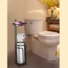 Toilet Paper Holder Stand Tissue Paper Roll Dispenser with Shelf for Bathroom Storage Holds Reserve -Black