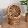 PawHut Handwoven Elevated Cat Bed with Soft Cushion & Cat Egg Chair Shape, Cat Basket Bed Kitty House with Stand