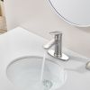 Brushed Nickel Single Handle Bathroom Faucet with Deck For 1 or 3 Holes,Laundry Vanity Sink Faucet with Two 9/16" Hoses