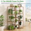 Multi-tier Wooden Plant Stand 11 Potted Flower Display Shelf Rack Vase Holder for Patio Balcony Garden(No shipments on weekends)