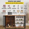 VEVOR Wine Bar Cabinet with Removable Wine Rack, Wine Table for Liquor with Glass Holder, Wine Rack and Metal Sideboard