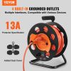 VEVOR Extension Cord Reel, 100FT, with 4 Outlets and Dust Cover, Heavy Duty 14AWG SJTOW Power Cord
