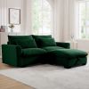 Sectional Sofa Comfy Corduroy Couch for Living Room with Pillows and Round Armrests