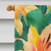 Lilies in Watercolor House Flag Large Porch Sleeve Pole Decorative Outside Yard Banner Artwork Wall Hanging, Polyester, House Size, Multicolor