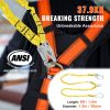 VEVOR 38mm Safety Lanyard, 6ft(1.83m) Fall Protection Lanyard with 2 Alloy Steel Snap Hooks, Retractable Safety Belt for Outdoor/Indoor Tree Climbing