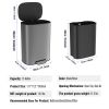 13 Gallon 50L Kitchen Foot Pedal Operated Soft Close Trash Can - Stainless Steel Ellipse Bustbin - S