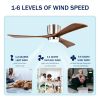 52" Ceiling Fan with Lights Remote Control,Quiet DC Motor 3 Wood Blade Ceiling Fans 6 Speed Levels,Reversible Ceiling Fan, for Patio Living Room