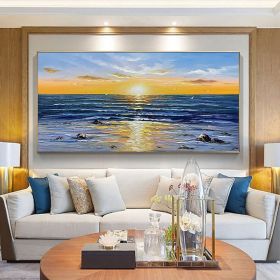 Oil Painting Hand Painted Horizontal Panoramic Abstract Modern Rolled Canvas Home hallway living room bedroom wall art (size: 40X80cm)