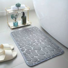 1pc Non-Slip Memory Foam Bath Rug with Cobblestone Embossment - Rapid Water Absorbent and Washable - Soft and Comfortable Carpet for Shower Room and B (Color: Gray)
