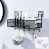Shower Wall Shelf Wall Mounted Bathroom Shelves Storage Rack Toilet WC Accessories Kitchen Free Punch Condiment Storage Baskets