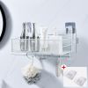 Shower Wall Shelf Wall Mounted Bathroom Shelves Storage Rack Toilet WC Accessories Kitchen Free Punch Condiment Storage Baskets