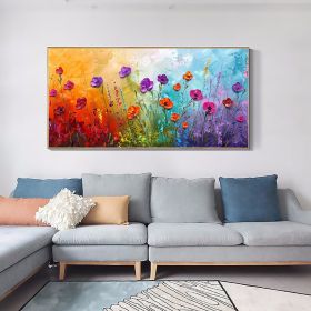 Handmade Oil Painting Abstract Colorful Floral Canvas Wall Art Hand Painted Thick Textured Petal Knife Painting Contemporary Home Decor Customized Sof (Style: 01, size: 60X120cm)