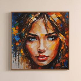 Abstract Face Art Woman Portrait Acrylic Painting Textured Wall Art Bold Vibrant Colors Colorful Hand Painted Oil Painting Modern Art Work Digital Art (Style: 01, size: 100x100cm)