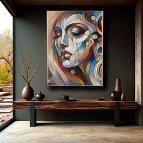Woman Face Oil Painting On Canvas Woman Modern Art For Home Decor People Oil Painting Contemporary Human Face Wall Art Original Painting Art (Style: 01, size: 50x70cm)