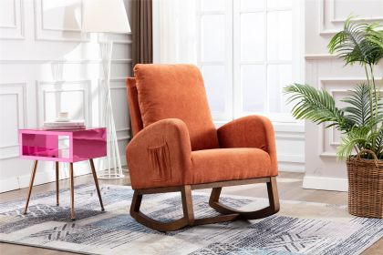 COOLMORE Rocking Chair, Modern Glider Chair, Recliner Armchair with Wood Legs and Side Pocket (Color: as Pic)