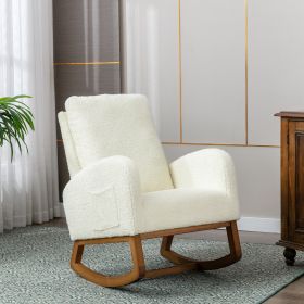 COOLMORE Rocking Chair, Modern Glider Chair, Recliner Armchair with Wood Legs and Side Pocket (Color: pic)
