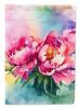 Peonies in Watercolor House Flag Large Porch Sleeve Pole Decorative Outside Yard Banner Artwork Wall Hanging, Polyester, House Size, Multicolor