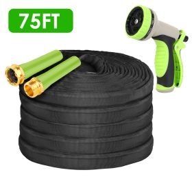 Non-Expandable Garden Hose Kink-Free Lightweight Water Hose Lay Flat Garden Hose with 10 Patterns Hose Nozzle Storage Bag Hanging Hook for Outdoor Wat (Length: 75ft)