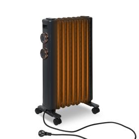 1500W Oil Filled Radiator Heater with 3 Heating Modes Portable Electric Space Heater, Black (Color: Matte Black)