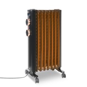 1500W Oil Filled Radiator Heater with 3 Heating Modes Portable Electric Space Heater, Black (Color: Black)