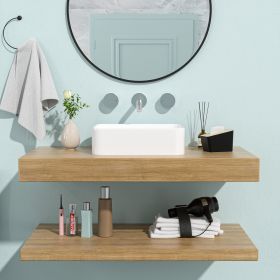 Ceramic Rectangular Vessel Bathroom Sink (Black and Gray: 19"x15" White)