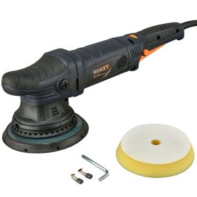 Dual Action Car Buffer, 21mm Random Orbital Polisher, 6 Variable Speeds 2100-5000 OPM, 6 Inch 150mm Backing Plate With 4 Polishing Pad, 4M 13ft L (Option: Orange black)