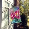 Peonies in Watercolor House Flag Large Porch Sleeve Pole Decorative Outside Yard Banner Artwork Wall Hanging, Polyester, House Size, Multicolor